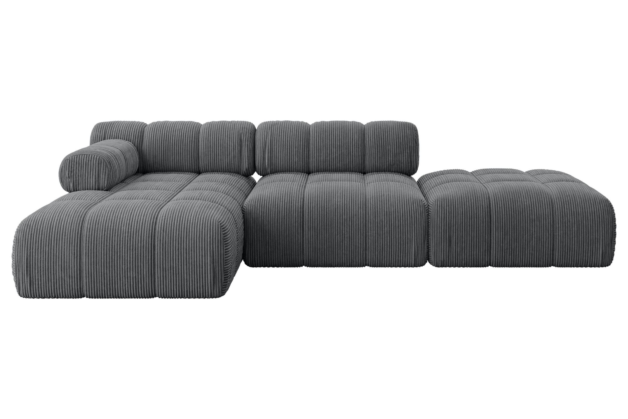 ECKSOFA modulares Sofa Lizur-L1 - 285x160x70 cm Dunkelgrau Cord - Dunkelgrau, Holzwerkstoff/Textil (285/160cm) - ALTDECOR