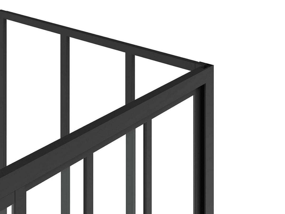 DUSCHTRENNWAND mit Schiebetür - Industrial Style - 120 x 80 x 195 cm - Schwarz matt - URBANIK - Schwarz, Metall (120/195cm) - Vente-Unique