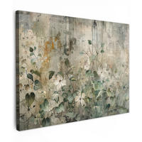 OBRAZ NA PLÁTNE Kvety - listy - abstraktné - moderné 80x60 cm - sivá, textil (80/60cm) - MuchoWow