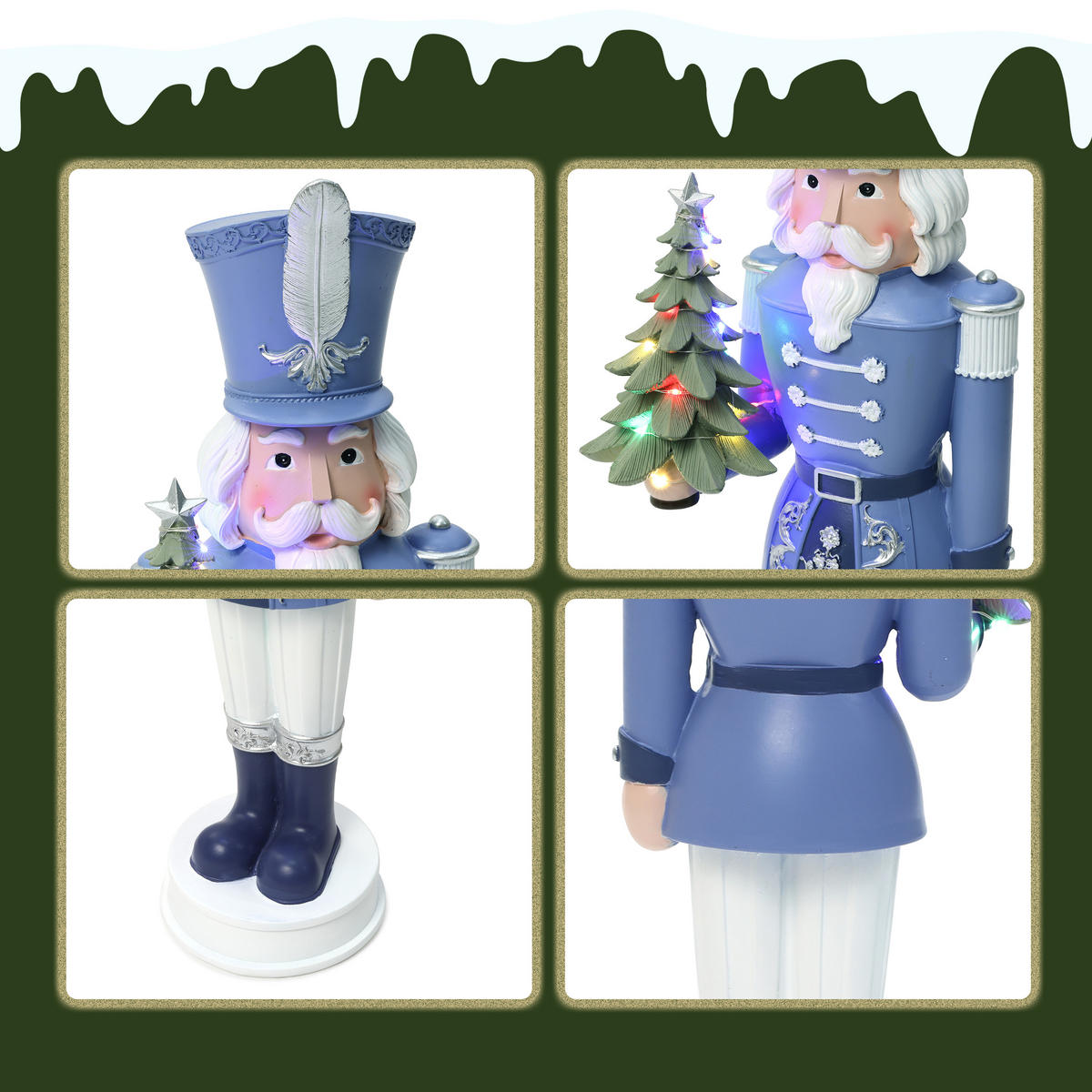 NUSSKNACKER Figur mit LED | B18.5 x T19 x H55 cm - Blau, Kunststoff (18.5/55/18.5cm) - 24Bottles