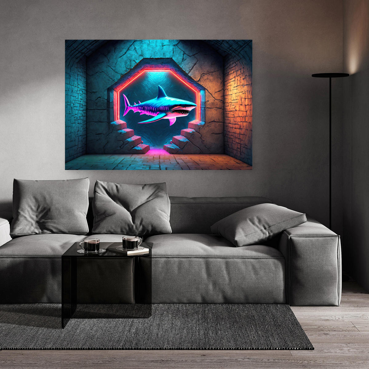 WANDBILD delphin tiere neon - Lila, Textil (60/40cm) - Feeby