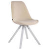 BESUCHERSTUHL Toulon Samt, Gestell Buchenholz Weiß Square Creme - Naturfarben/Weiß, Holz/Buchenholz (48/83/56cm) - TPFLiving