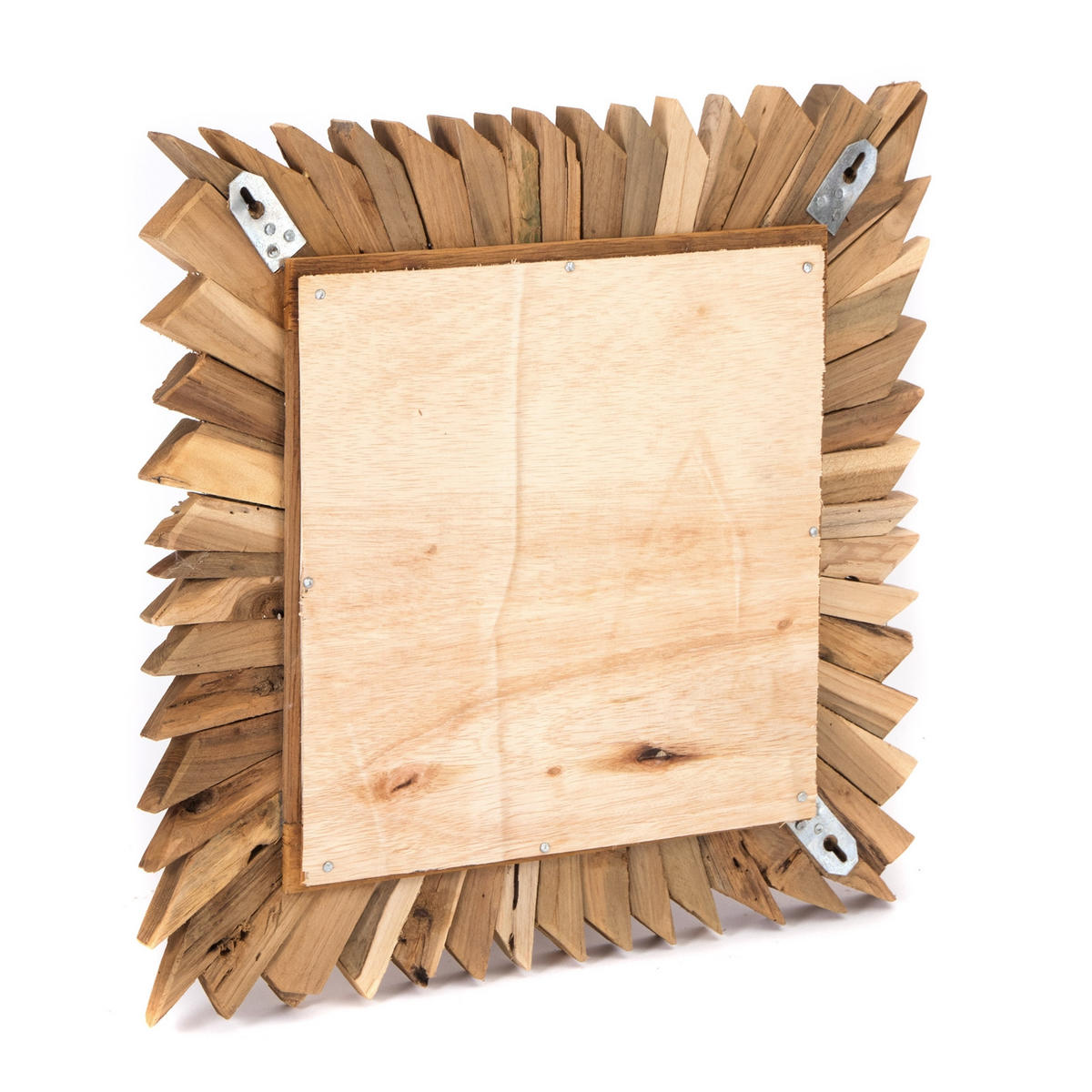 WANDSPIEGEL Spikes 50x50 cm Massivholz naturfarben - Braun, Holz (50/50/5cm) - CREEDWOOD