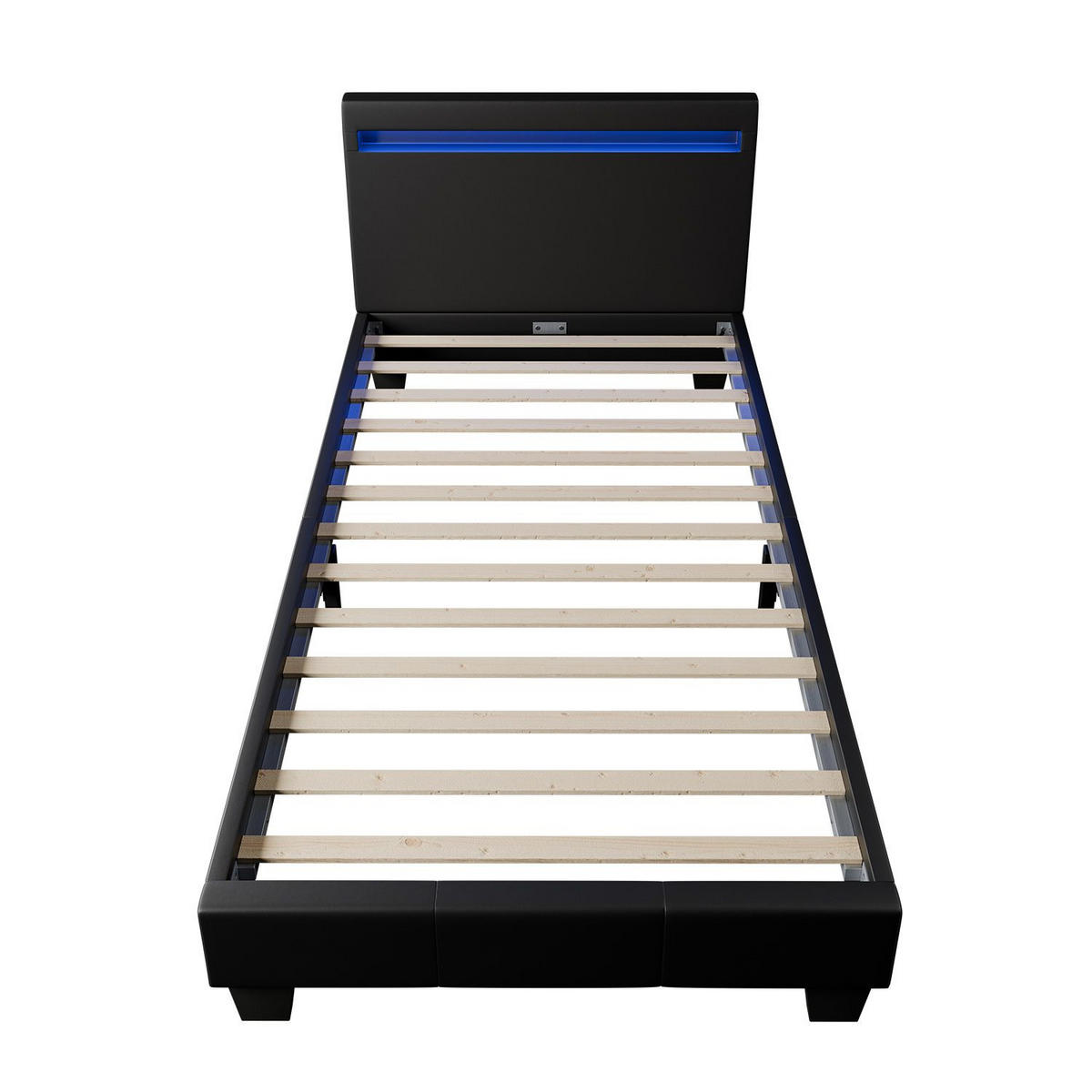 POLSTERBETT Paris mit LED schwarz 90x200cm - Schwarz, Holz (90/200cm) - Juskys