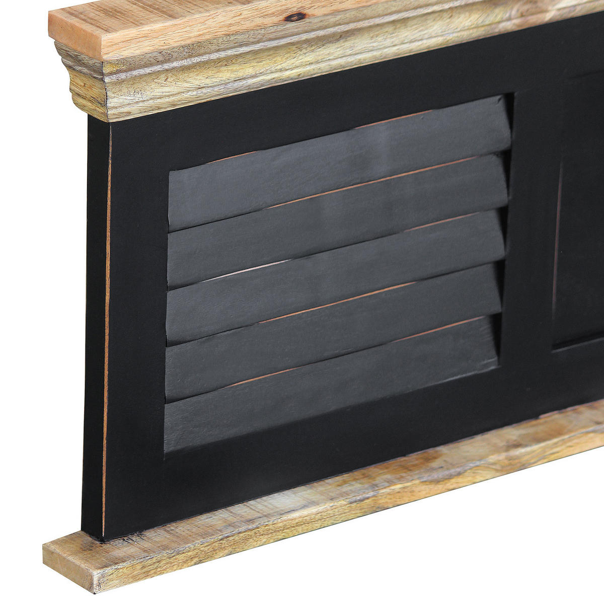 GARDEROBENLEISTE - Mango massiv - Schwarz, Holz (120/40/28cm) - home24