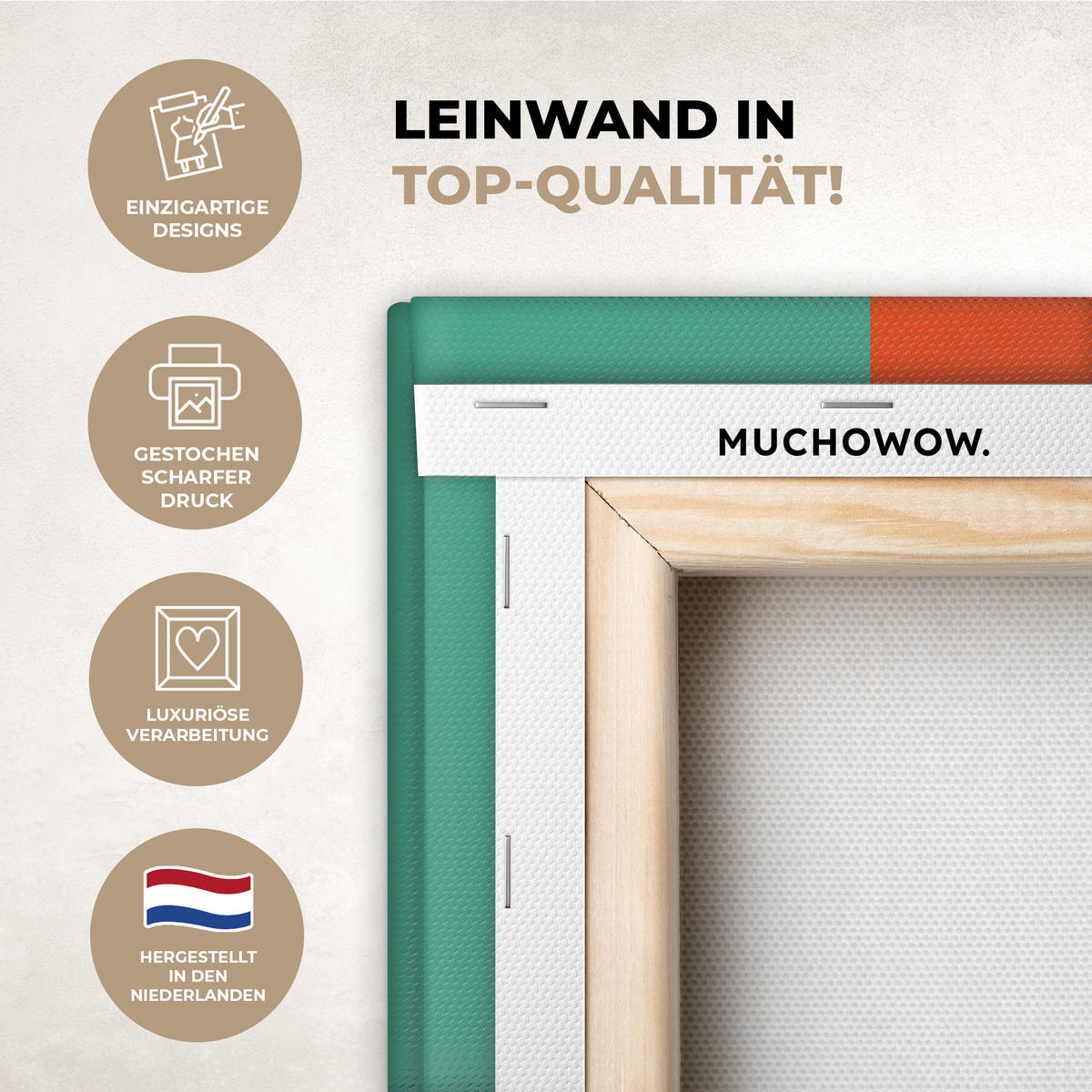 LEINWANDBILD Retro - Junge - Hund - Rot - Grün Deko Wohnzimmer 20x30 cm - Orange, Textil (20/30cm) - MuchoWow