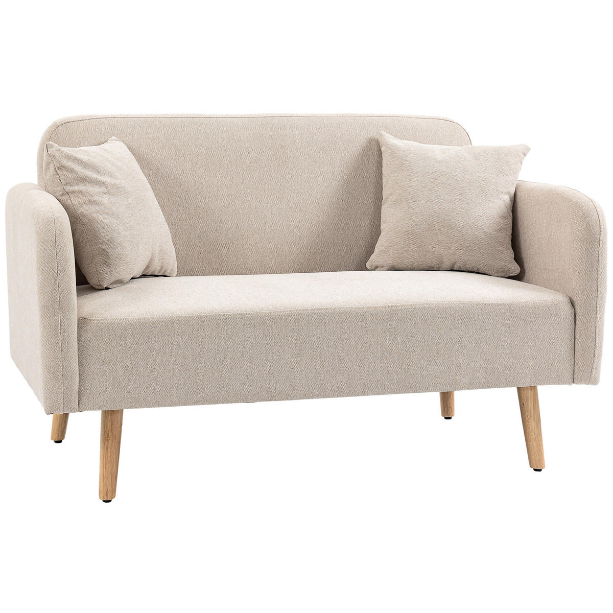 2-SITZER Sofa Creme 130.0/70.0/80.0 cm - Creme, Holz (70/80/130cm)
