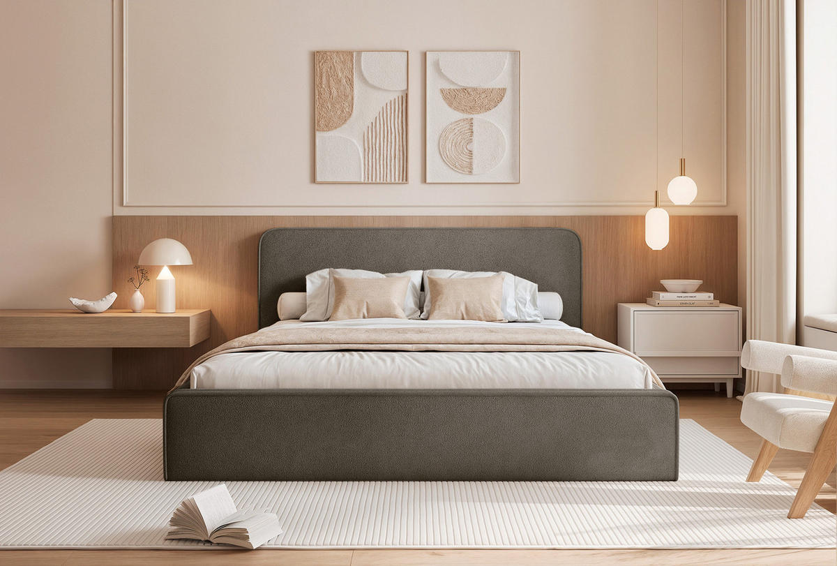 POLSTERBETT Monteli 180x200 cm, Dunkelbraun - Dunkelbraun, Textil (180/200cm) - Fedve