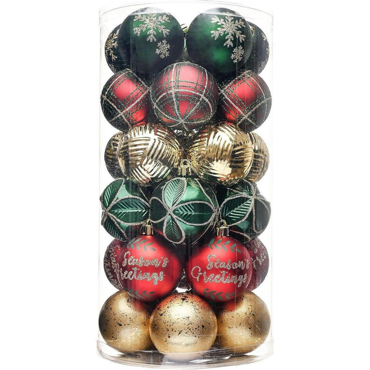 WEIHNACHTSKUGELN 30-teiliges Set 6 cm Kunststoff Rot Grün Gold - Multicolor, Kunststoff (6/6/6cm)