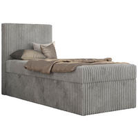 JUGENDBETT TILIO 90/200 - Hellgrau - H4 - Links Seite - Hellgrau, Textil (90/200cm) - MKS