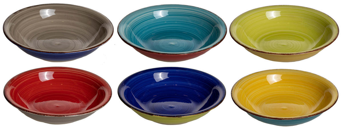 GESCHIRRSET18-TEILIG GESCHIRRSETMalaga - 18-teilig / 6 Personen - 6 Speiseteller, 6 SUPPENTELLER und 6 FRÜHSTÜCKTELLER - Multicolor, Keramik (2/2/1cm) - Studio Tavola