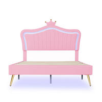 POLSTERBETT mit LED-Beleuchtung 140/200 cm in Rosa mit gepolstertem Kopfteil - Pink, Textil (140/200cm) - BEAOK