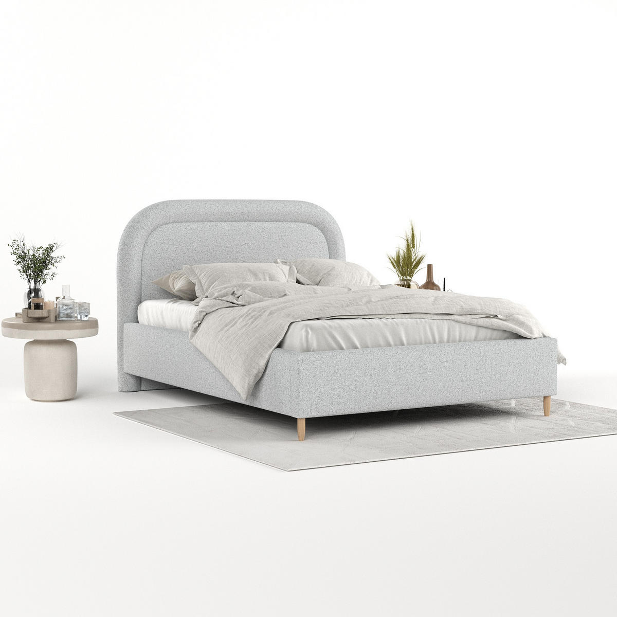 POLSTERBETT Zoya 160/200 cm Hellgrau im Riva Stoff - Hellgrau/Naturfarben, Holz/Holzwerkstoff (160/200cm) - AltaBeds