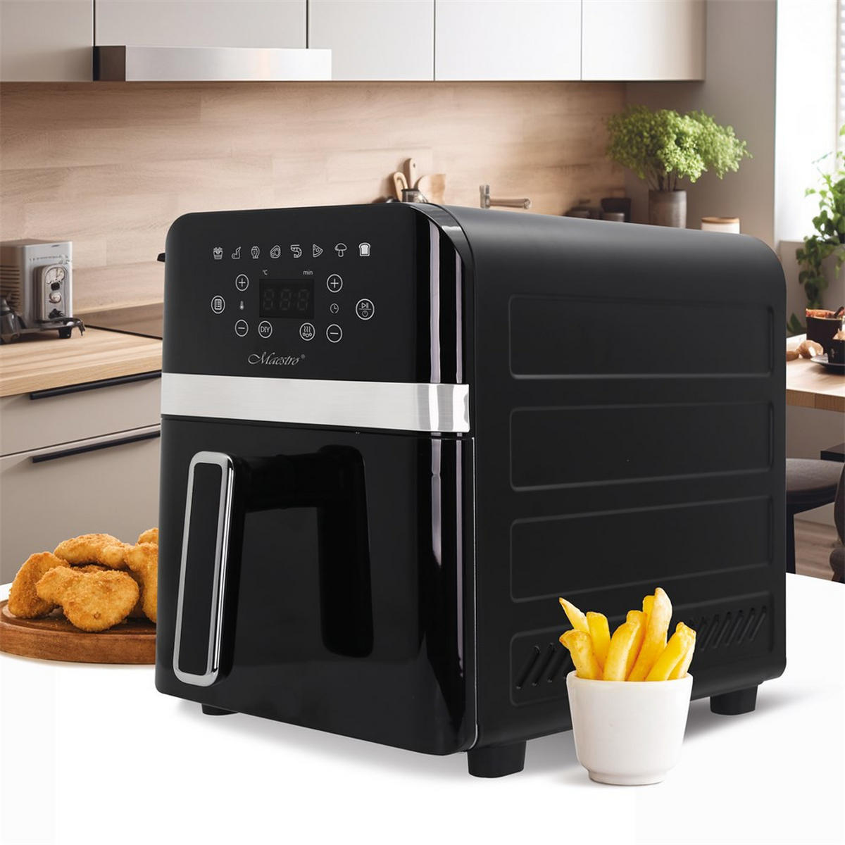 HEISSLUFTFRITTEUSE Schwarz 43.5/43/35.5 cm MR759 - Schwarz, Kunststoff (43/35.5/43.5cm) - Maestro 
