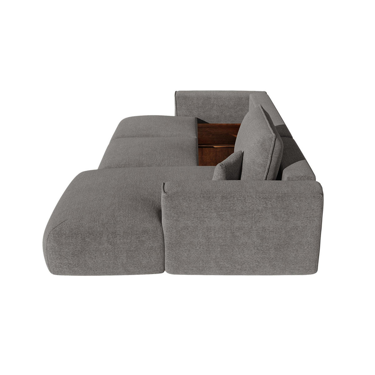 ECKSOFA rechtwinklig COMO Bouclé-Stoff Graphitgrau 297cm - Dunkelgrau/Graphitfarben, Textil (297/167cm) - Premium Interiors