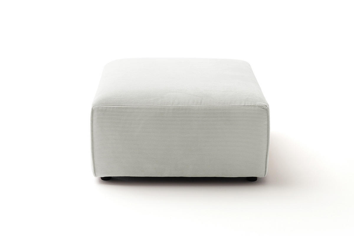 POLSTERHOCKER RANI Silber Cord - Silberfarben/Schwarz, Kunststoff/Textil (80/42/80cm) - KAWOLA