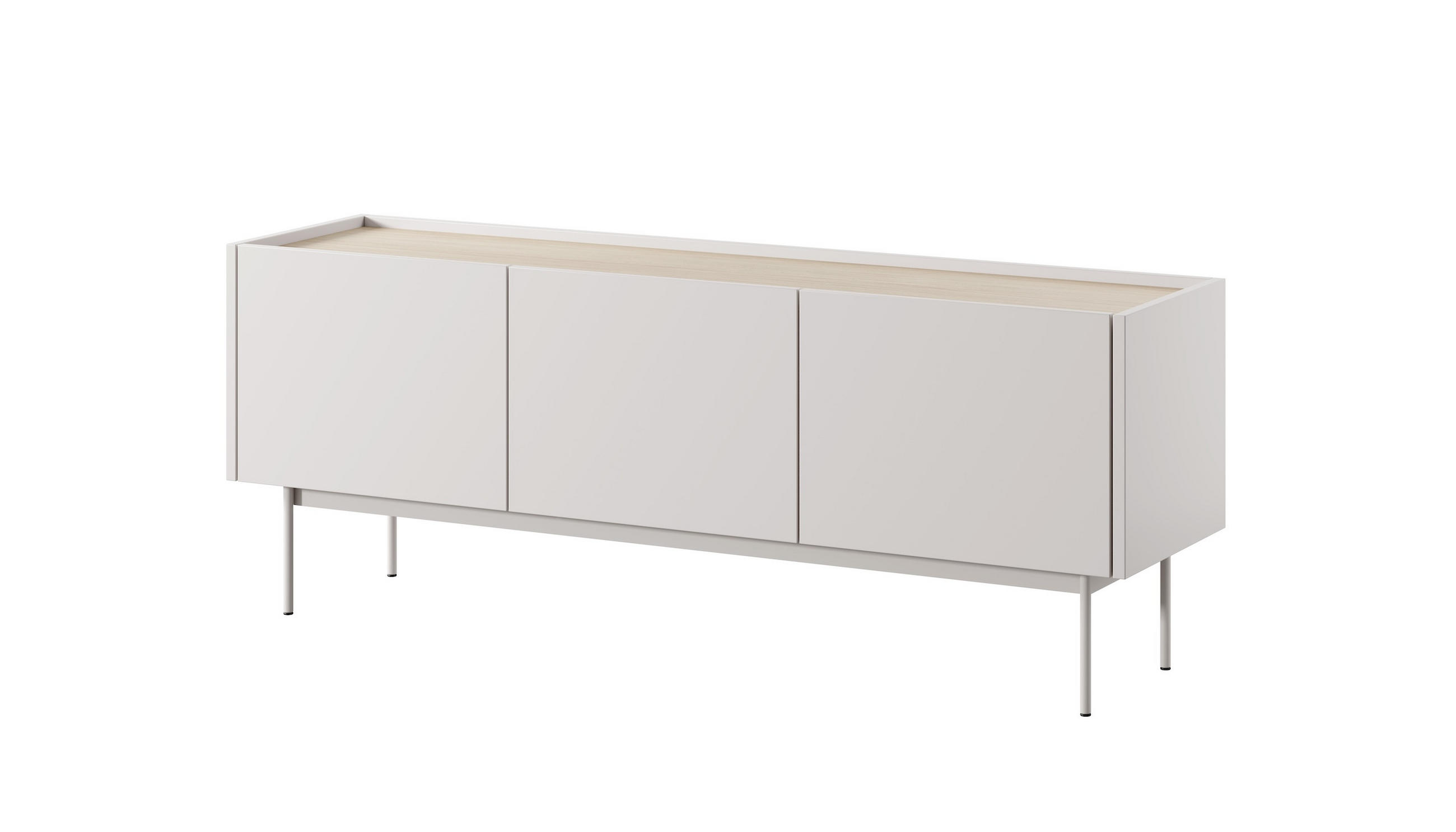 LOWBOARD Color Kaschmir / Eiche Linea 144 / 37 / 55cm - Kaschmir/Hellbraun, Holz/Holzwerkstoff (144/55/37cm) - Feldmann-Wohnen