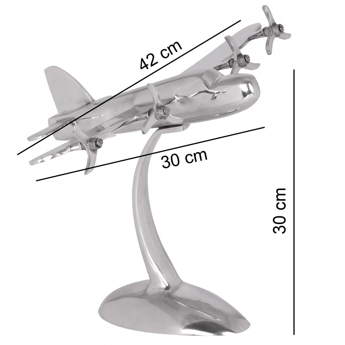 DEKOFIGUR Flugzeugpropeller Aluminium Silber 42x30 cm handgefertigt - Silberfarben, Metall (42/42/30cm) - KADIMA DESIGN