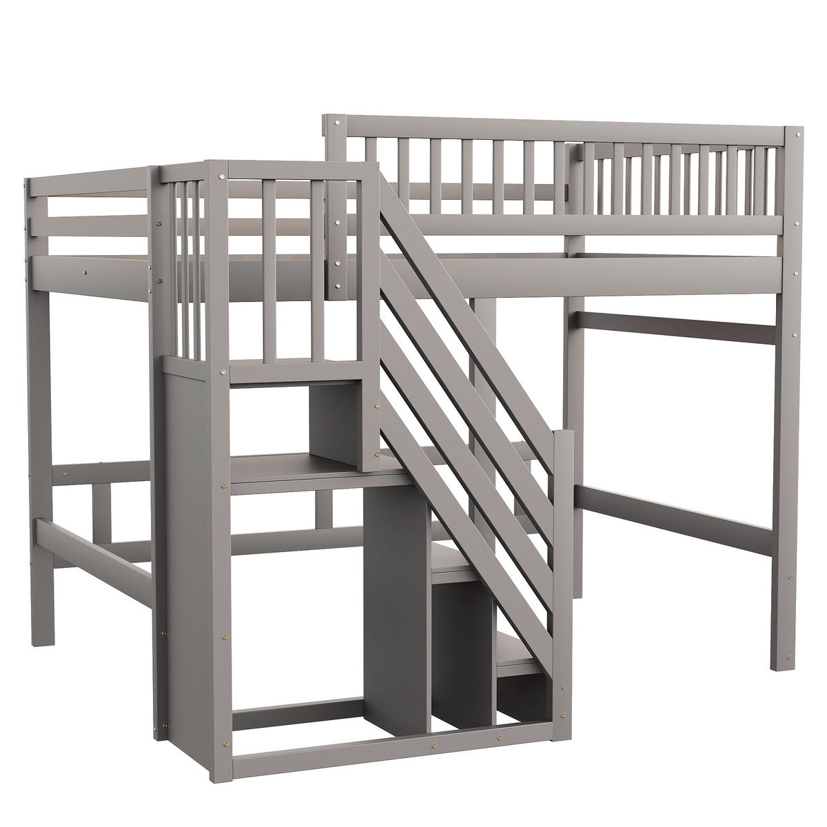 HOCHBETT 140/200 cm grau aus Holz mit Aufbewahrungstreppe - Grau, Holzwerkstoff (140/200cm) - OKWISH