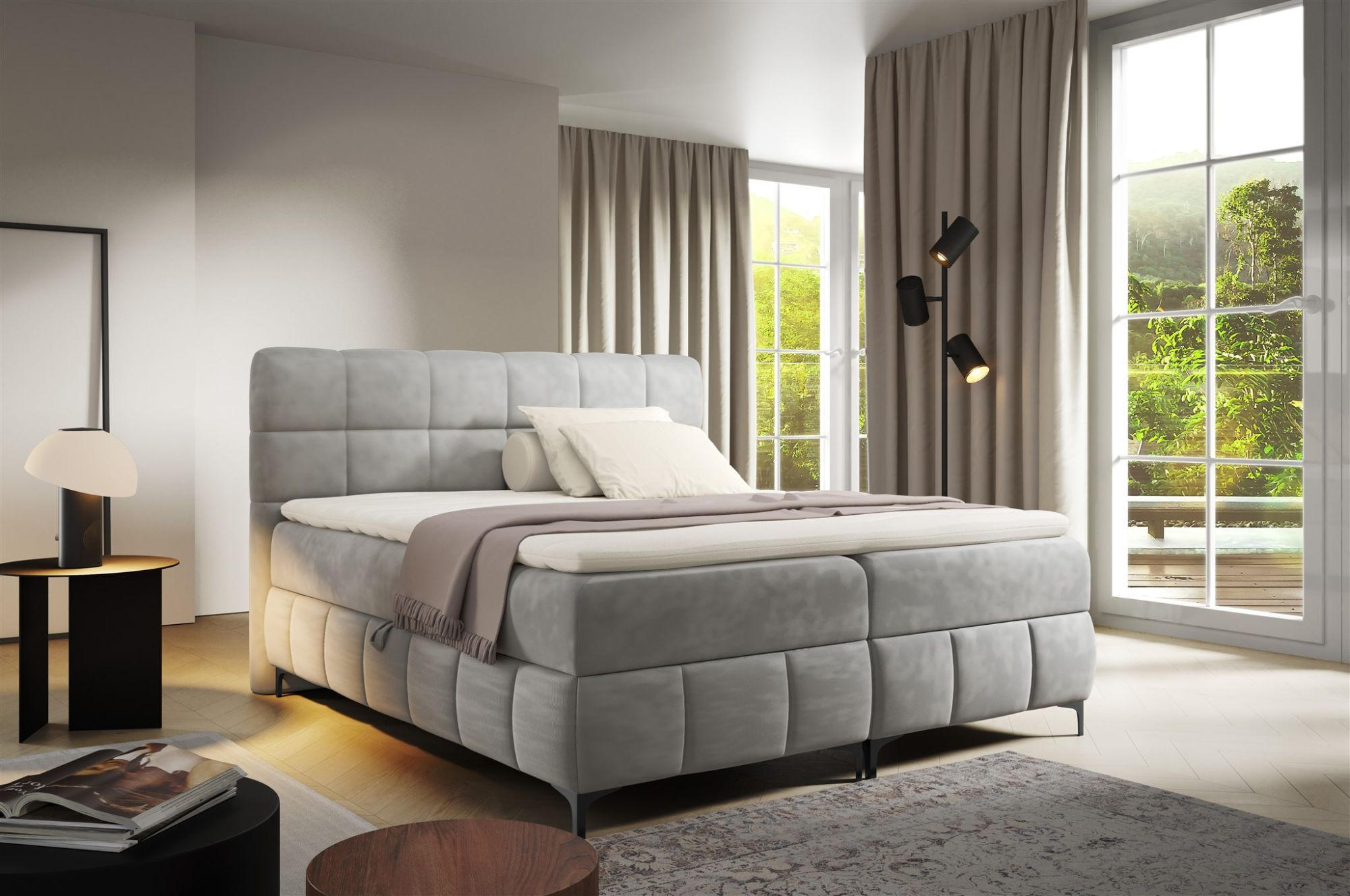BOXBETT Sophie In Salvador - Silberfarben, Holzwerkstoff/Textil (100/200cm) - Fun Möbel