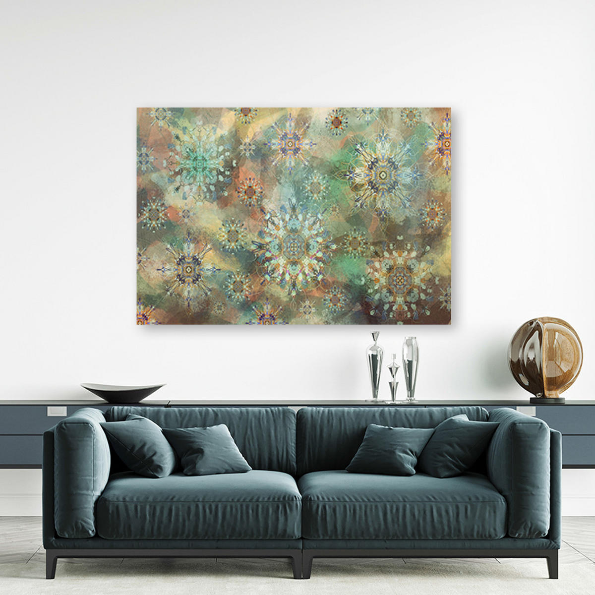 WANDBILD mosaik der sterne - Grün, Textil (60/40cm) - Feeby