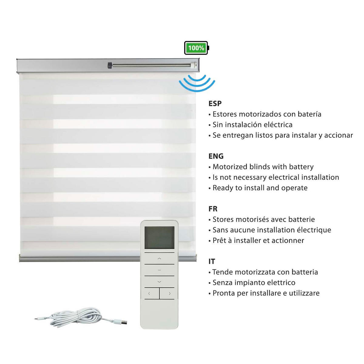 DOPPELROLLO Motorisiertes Weiß 160x250 cm - Weiß, Kunststoff (160/250cm) - STORESDECO