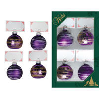 WEIHNACHTSDEKORATION Platzkartenhalter für Feiern Violett 8cm (Glas / 4 Stk.) - Violett, Glas (6/8/6cm) - Krebs Glas Lauscha