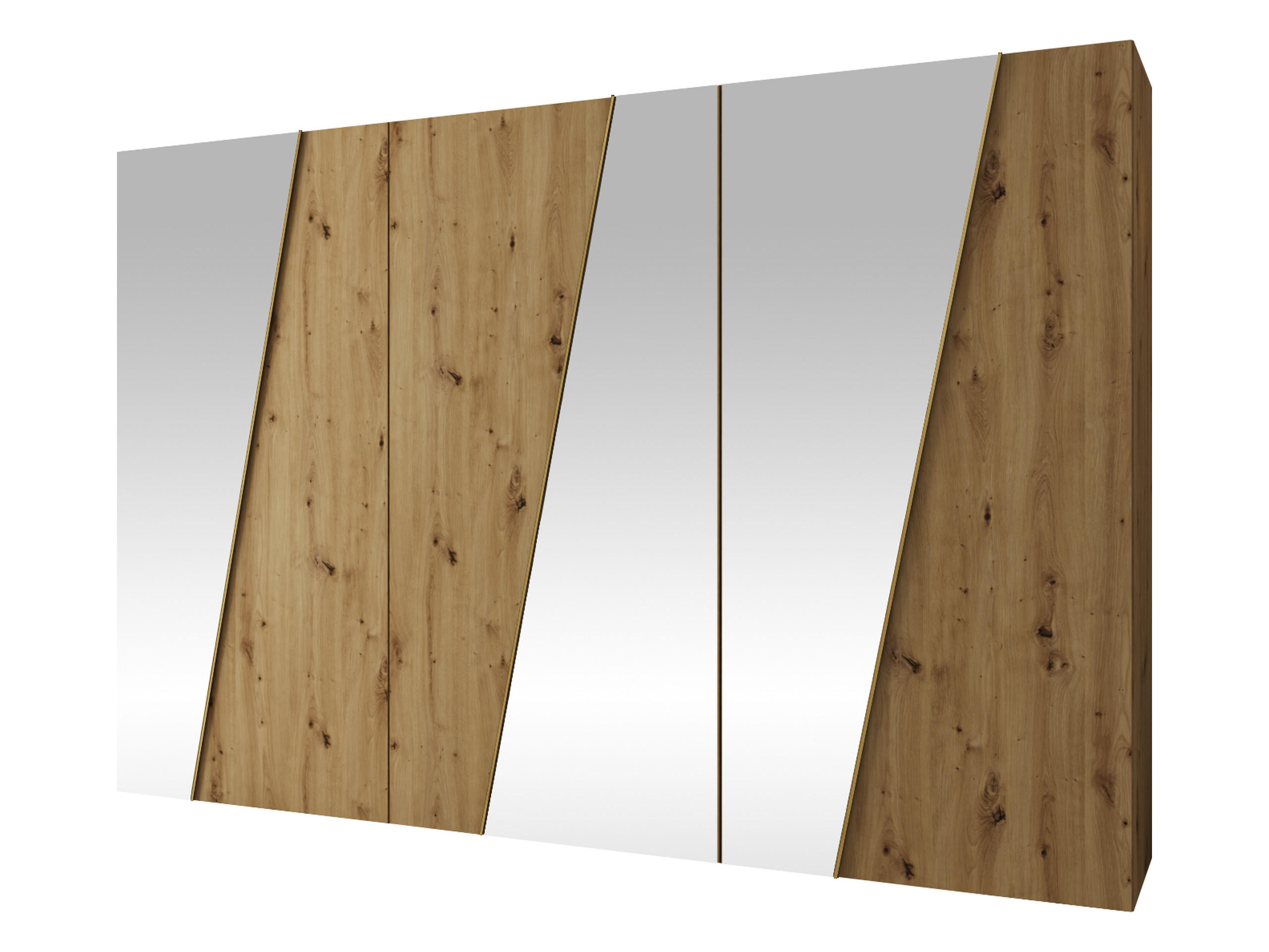 DREHTÜRENSCHRANK Zen 3L 300 cm - Goldfarben/Schwarz, Holzwerkstoff/Kunststoff (300/202/50cm) - MIRJAN24