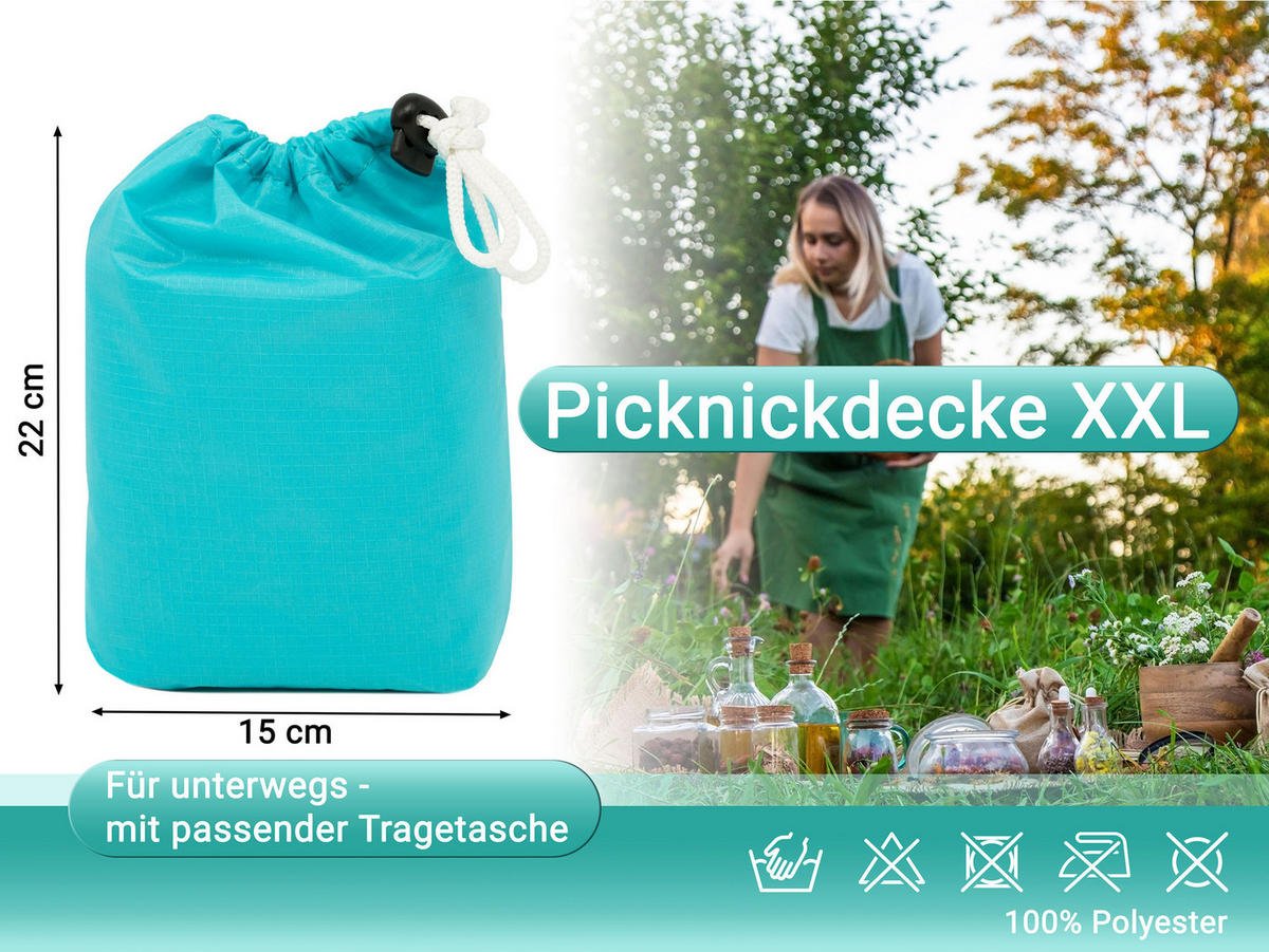 PICKNICKDECKE, 100% Polyester - Türkis, Textil (135/165cm) - Zollner