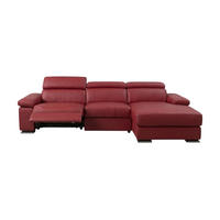 ECKSOFA Plutone Echtleder mit 1 x Relaxfunktion Rot - Rot, Leder/Metall (165/286cm)