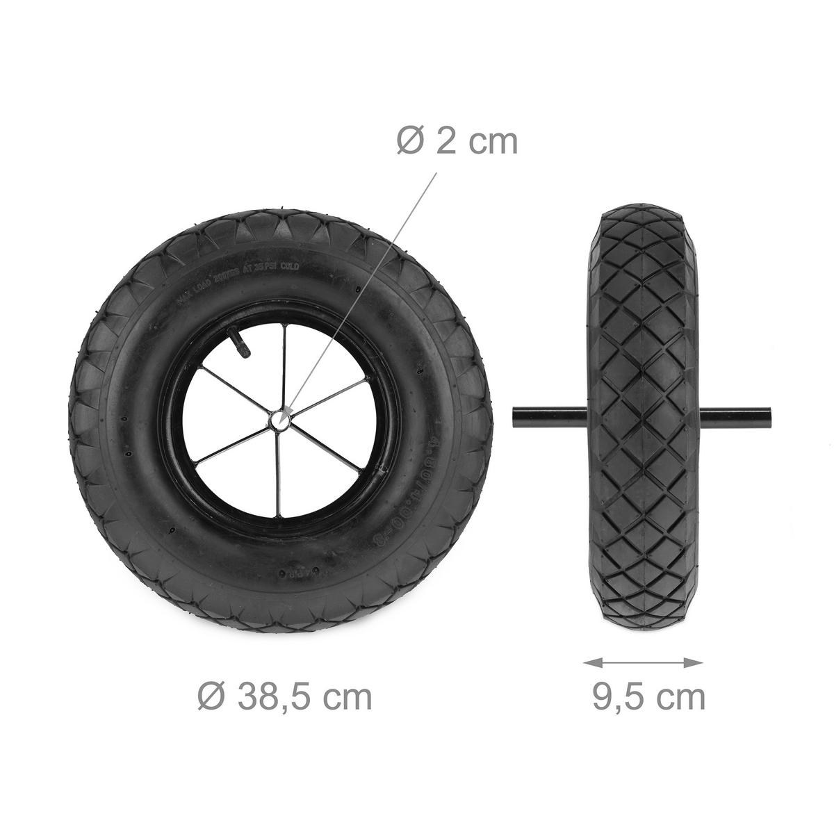 SCHUBKARRENRAD - Schwarz, Kunststoff/Metall (38.5/38.5/24cm) - Relaxdays