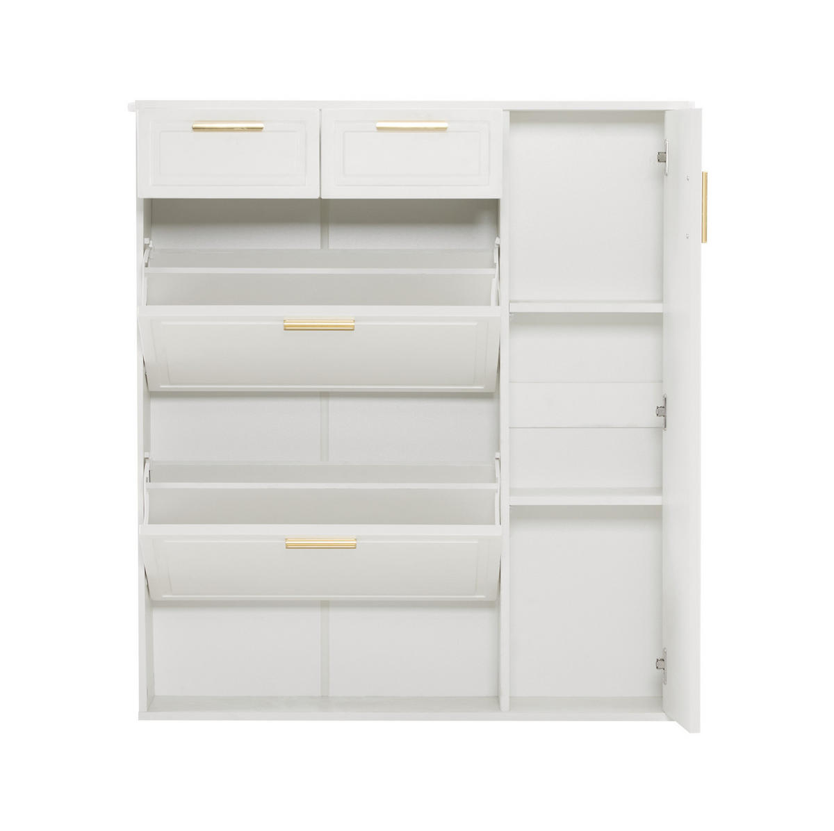 SCHUHSCHRANK 95/107,5/24 cm Weiß aus Spanplatte mit verstellbaren Regalen - Weiß, Holzwerkstoff (95/107/24cm) - OKMYHOME
