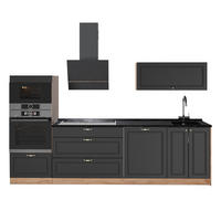 KÜCHENZEILE Fame-Line, Anthrazit-Gold Landhaus/Goldkraft Eiche, 280 cm ohne Arbeitsplatte - Honigeiche/Anthrazit, Holzwerkstoff (280/153.6/51.6cm) - Vicco