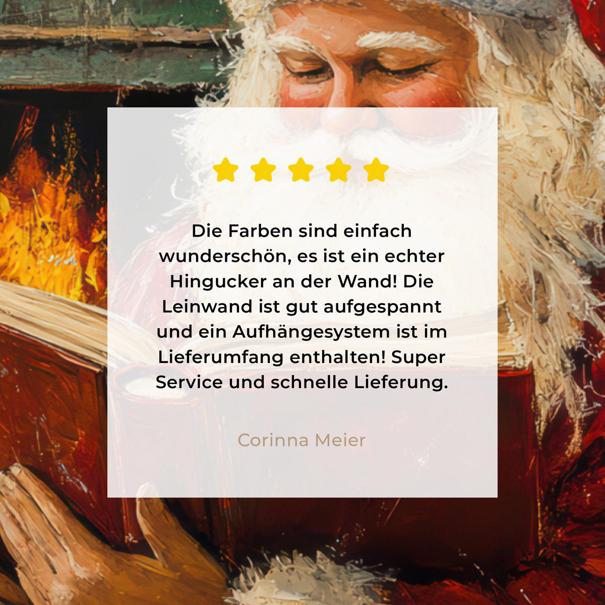 LEINWANDBILD Weihnachten - Weihnachtsmann - Winter - Open Fireside Wandbilder 80x60 cm - Dunkelrot, Textil (80/60cm) - MuchoWow