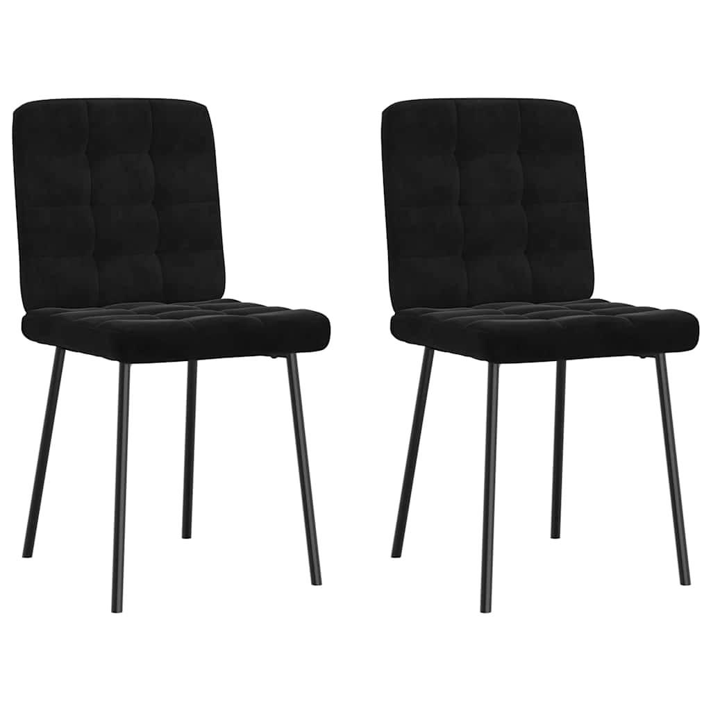ESSZIMMERSTÜHLE 2 Stk. Schwarz Samt 45*54*83cm - Schwarz, Metall (45/83/54cm) - ZMH