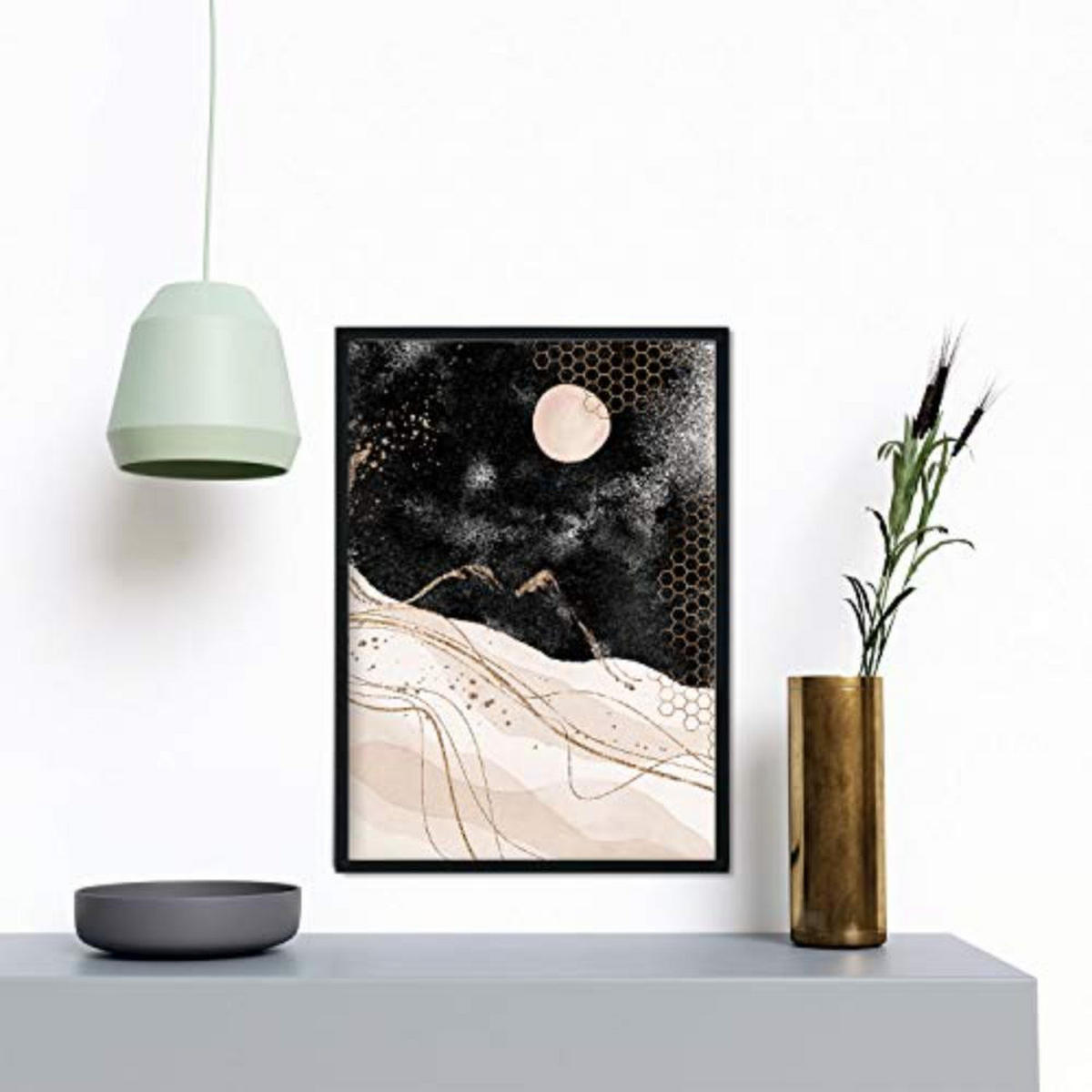 POSTER Set mit 4 Abstrakte Formen und Figuren Braun A4 Schwarzer Rahmen - Schwarz, Papier (29.7/3cm) - Nacnic