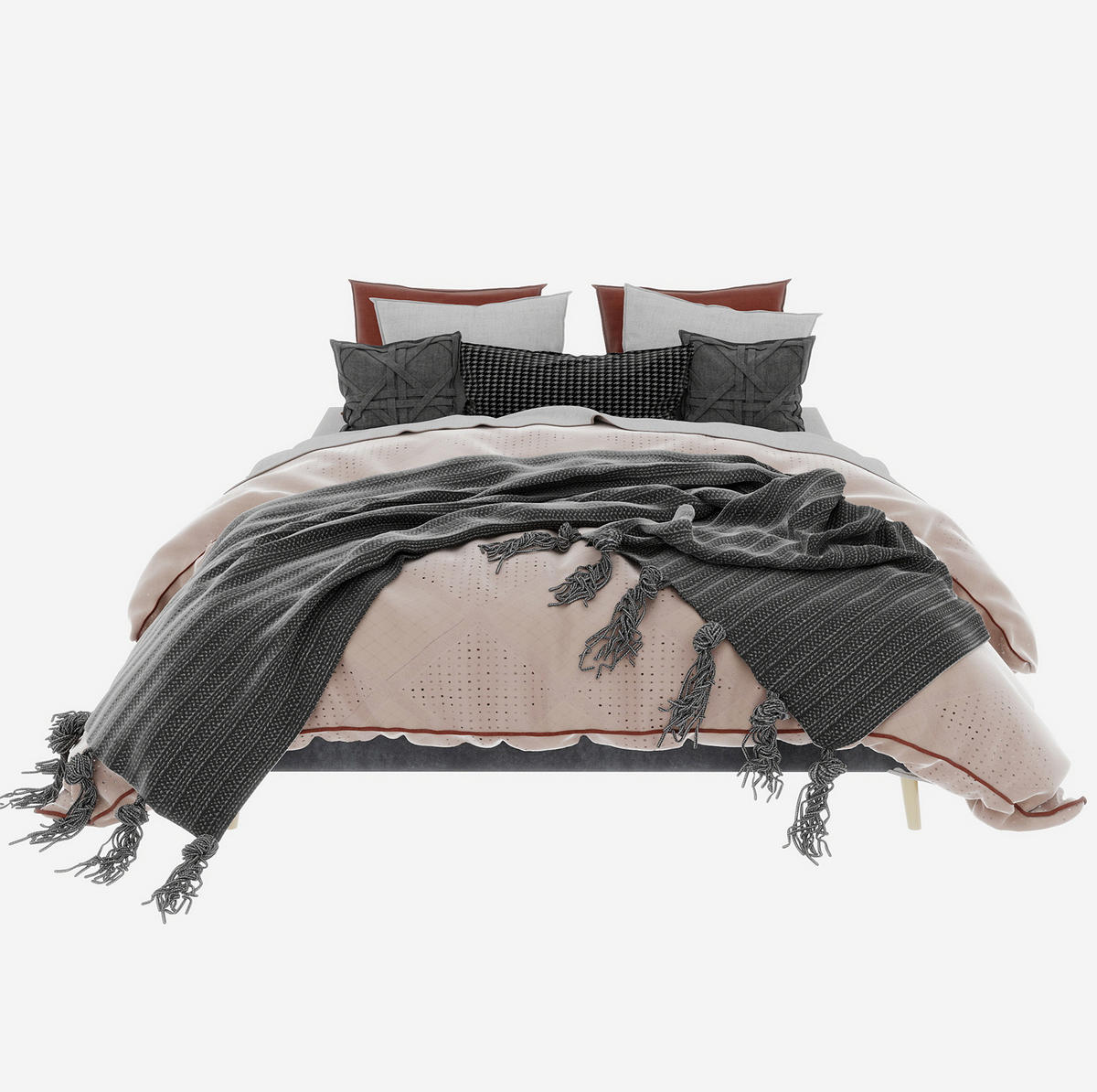POSTEĽ 160/200 cm sivá s pevným viacbodovým podopretím z látky a kovu - sivá, textil (160/200cm) - OKWISH