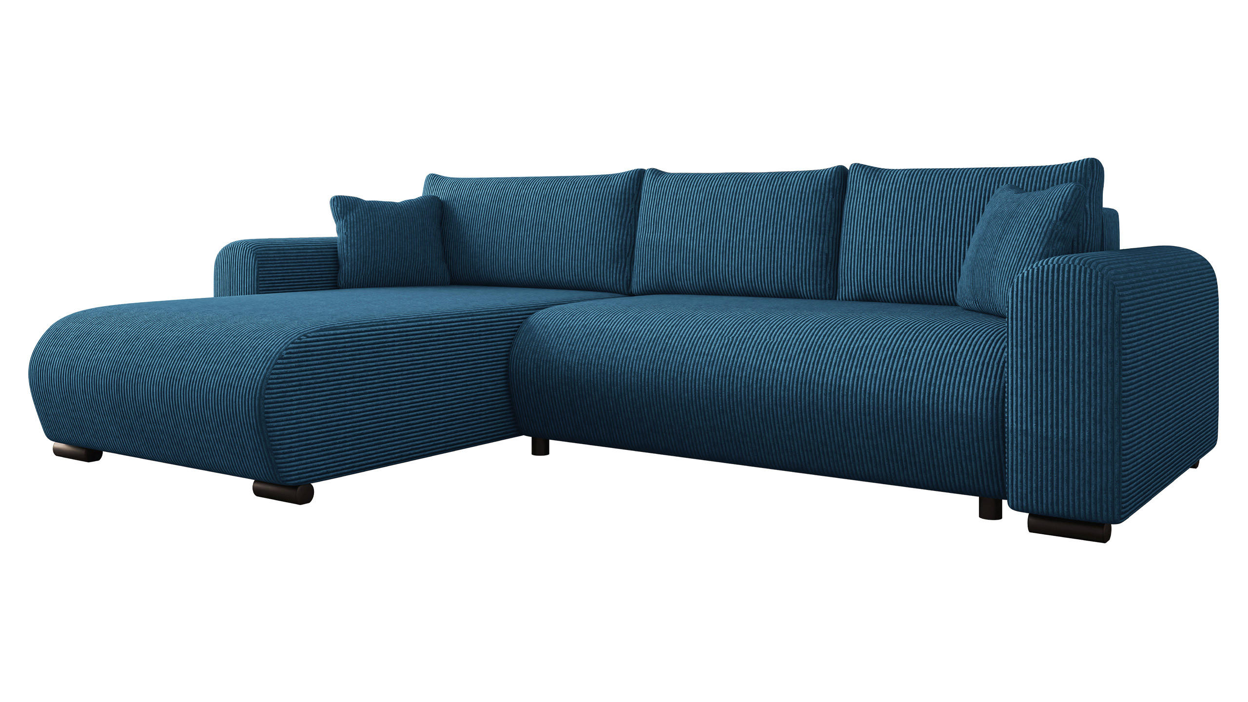 ECKSOFA Merkos Cord - Blau/Schwarz, Holz/Textil (285/188cm) - MIRJAN24
