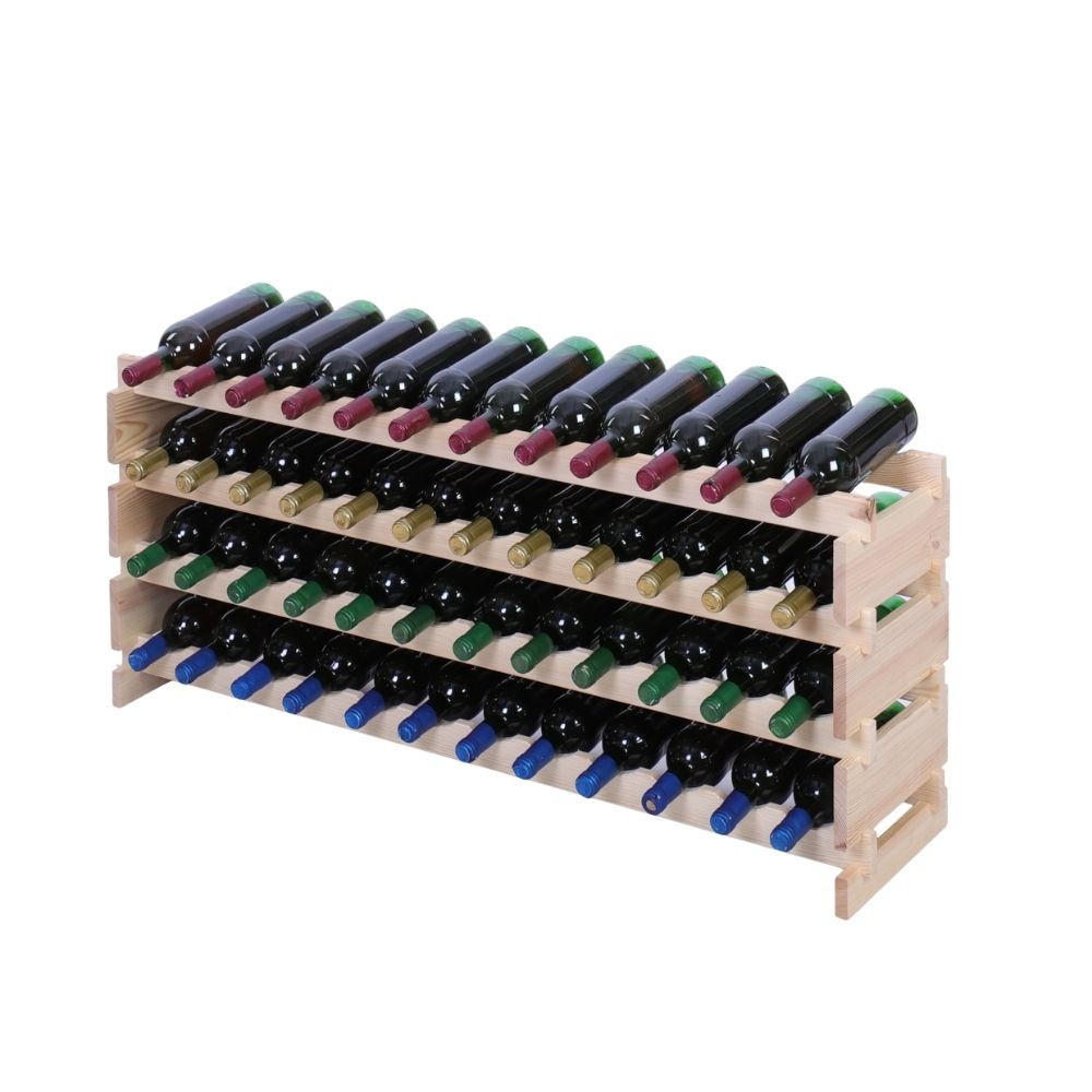 WEINREGAL VINOTECA FLEX PRO HxBxT 51x123x28cm 48 Flaschen auf 4 Ebenen Natur unbehandelt - Naturfarben, Holz (123/51/28cm) - PROREGAL