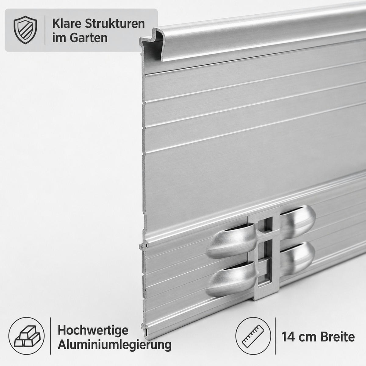 ULTRA Starke Alu Rasenkante 14cm x 100cm | Beeteinfassung Beetumrandung Beetbegrenzungen - Alufarben, Metall (14/5/100cm) - Green-Split