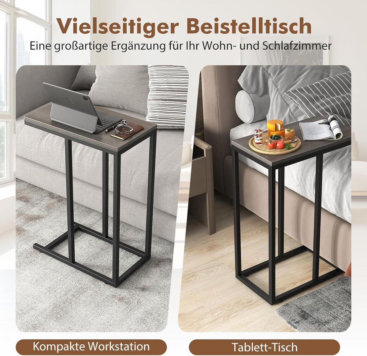 BEISTELLTISCH 64cm Graueiche - Grau, Holz (45/25/64cm) - COSTWAY