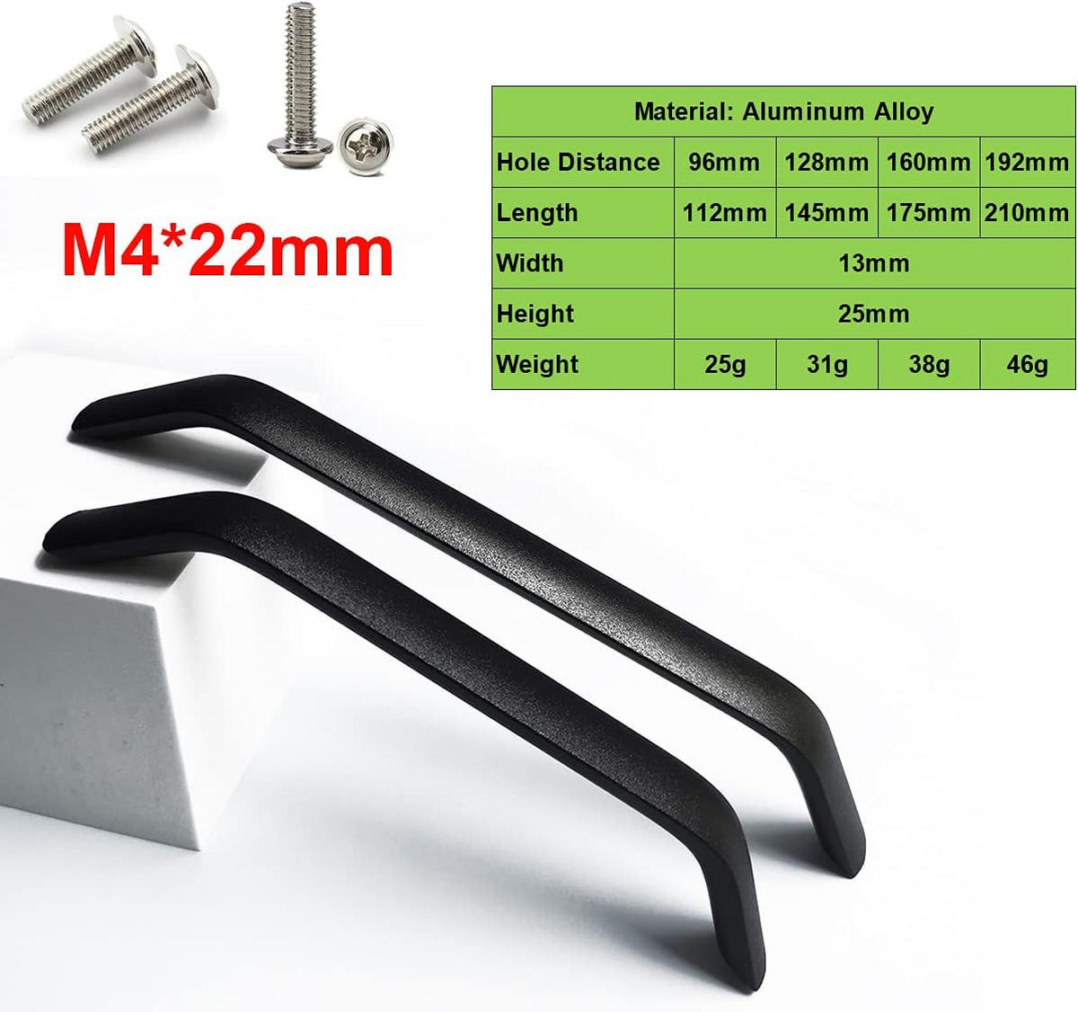 MÖBELGRIFF 10er-Set 96 mm - Schwarz, Metall (1.2/2.5/11.2cm)