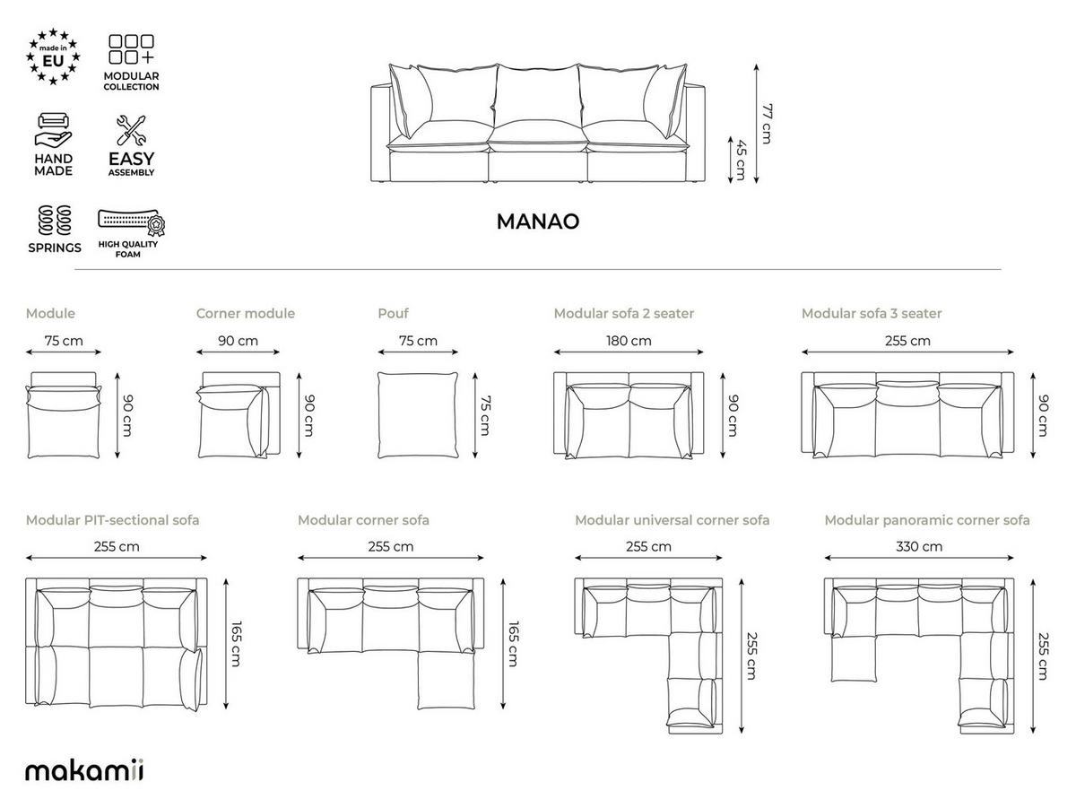 SOFAELEMENT Samt Stoff Rot - Bordeaux/Schwarz, Holzwerkstoff/Kunststoff (75/77/90cm) - Makamii