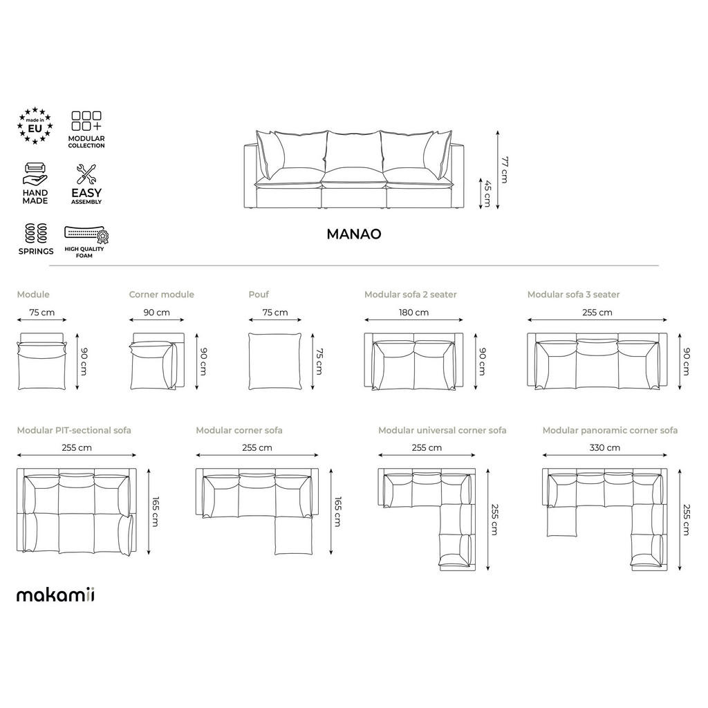 Thumbnail - Makamii Sofaelement, Blaugrau, Textil, 1-Sitzer, 75x77x90 cm, Hergestellt in Europa, Oeko-Tex®, Wohnzimmer, Sofas & Couc...