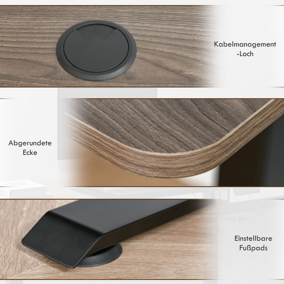 ELEKTRISCHES Schreibtisch Tischgestell mit Motor höhenverstellbar Metall Schwarz - Naturfarben, Metall (140/70/116cm) - Vinsetto