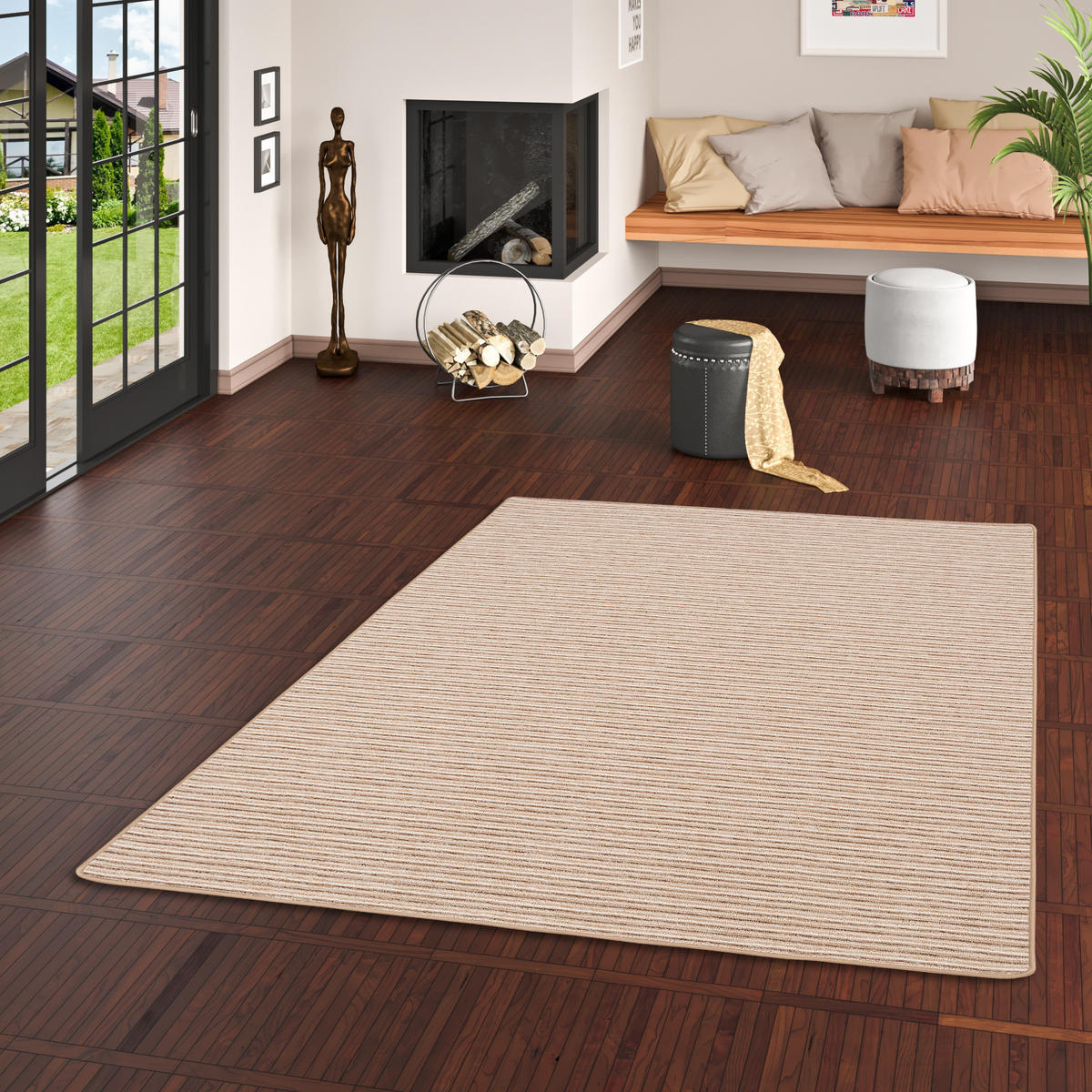 STREIFENBERBER TEPPICH MARTA - Beige, Textil (80/200cm) - Snapstyle