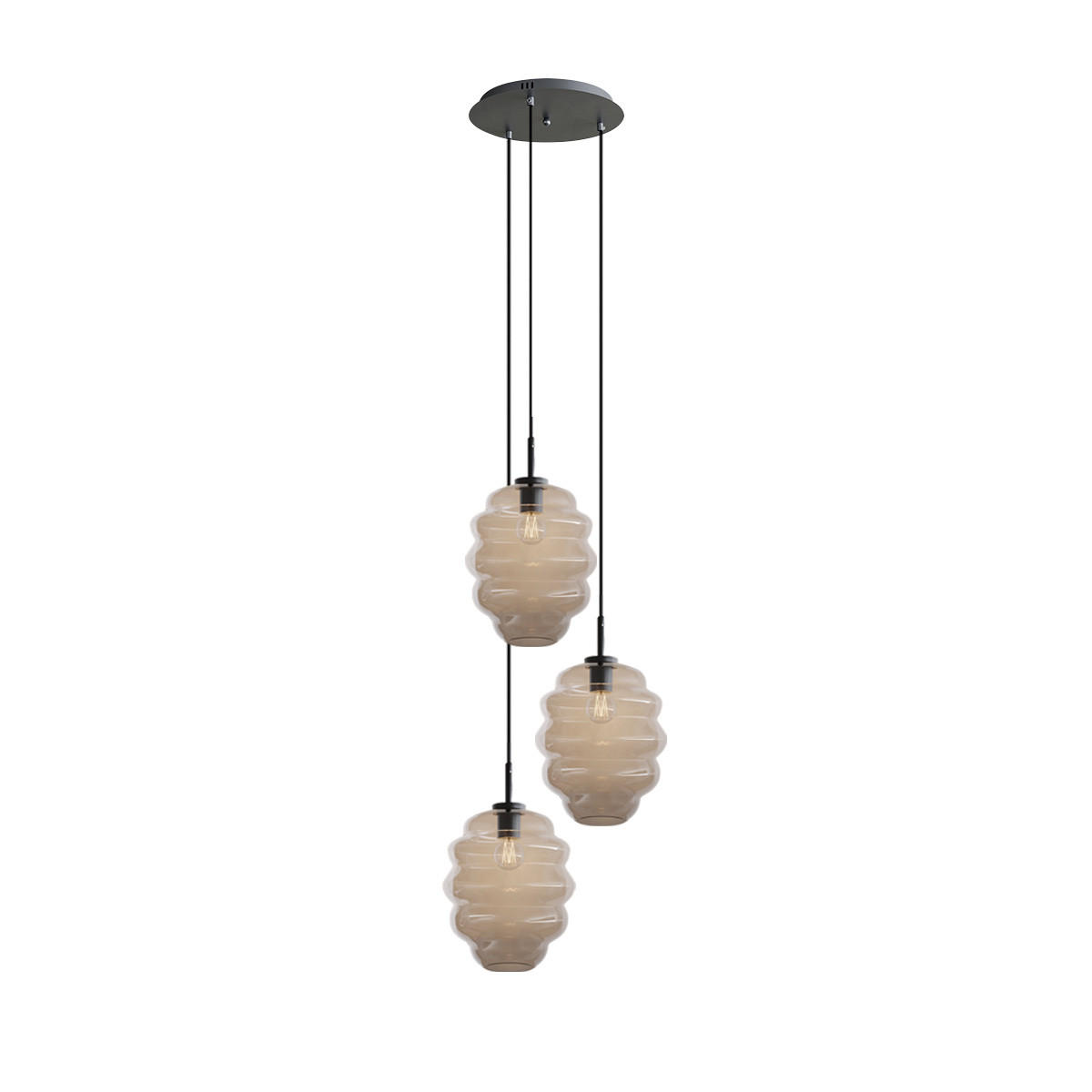 GALERIELEUCHTE Echos 3-flammig Klar Ø 25cm - Klar/Schwarz, Glas (25/25/28cm) - s.luce