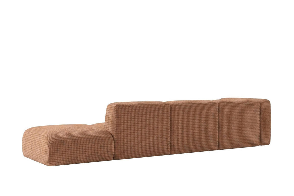 ECKSOFA L-Form mit Hocker, Chenille-Stoff Cremona, Hellbraun, Rechts, GRETA - Hellbraun, Holz (386/179cm) - Kaiser Möbel