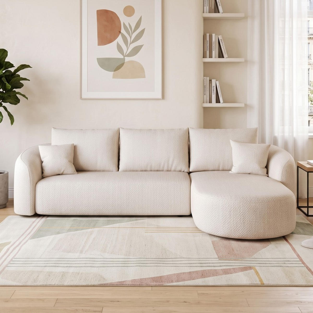ROHOVÁ POHOVKA Modulární cloud pohovka bílá 266 cm – pravé provedení - bílá, textil (266/168cm) - Urban Meuble