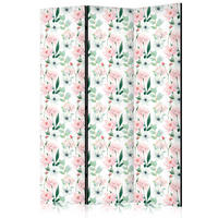 PARAVENT Beidseitig Bedruckter 3-tlg 135x172 cm Pfingstrosen Blumenmuster - Multicolor, Holz/Textil (135/172/3cm) - Muralo
